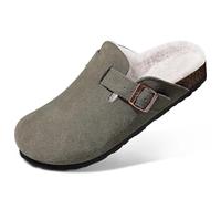 YXADGML Fourrés d’intérieur Chauds Mules d'hiver for femmes, pantoufles d'extérieur confortables for femmes, sabots en daim doublés de fourrure et chauds avec boucle réglable(GN,42)