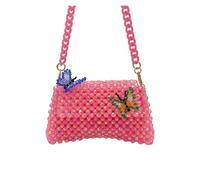 YXADGML Sac à Main Perlé Sac à main en perles for femme, tissé en acrylique, motif papillon scintillant, cousu à la main, à bandoulière simple, en sablier