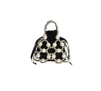 YXADGML Sac à Main Perlé Sac fourre-tout tendance et simple for femme, petit sac à bandoulière fait main avec perles creuses, idéal for un dîner ou une soirée(Black)