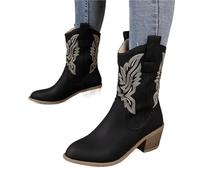 YXADGML Santiag Femme Bottes for Femmes, Chaussures décontractées à la Mode for Femmes, Talons Hauts, Style étrange, Bout Pointu, Bottes de Couleur Unie(Black,36)