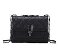 YXBQueen Petit sac à main matelassé en cuir pour femme, noir, Small