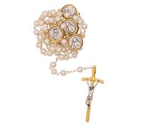YXBZKGDCNG Chapelet catholique nacré avec médailles | Saint Benoît, Saint François Saint Michel, Sacré-Cœur ou Notre-Dame de | Excellent cadeau pour la première communion et la confirmation