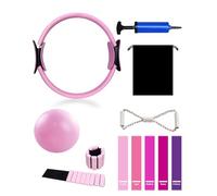 YXCHEMIN Kit essentiel de pilates à domicile pour femme, équipement de Pilates, anneau circulaire magique et balles, poids réglables pour poignet de cheville, bandes de résistance, accessoires
