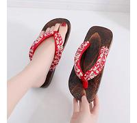 YXCKG Pantoufles Unisexe, Pantoufles Chaussures À Bout Ouvert, Geta Homme Japonaise Sandale Pantoufle Tong Bois Sabots, Pantoufles De Marche Décontractées (Color : C, Size : EUR34-35)