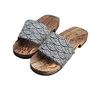 YXCKG Sandale Été Femme Pantoufle Tong Bois Geta Japonaise Sabots Pantoufles À Bout Ouvert, Chaussures en Bois De Sandales Traditionnelles Japonaises, Cosplay Pantoufles À Fond Épais Été