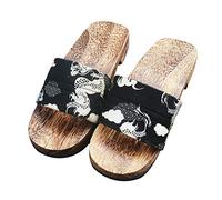 YXCKG Sandale Été Femme Pantoufle Tong Bois Geta Japonaise Sabots Pantoufles À Bout Ouvert, Chaussures en Bois De Sandales Traditionnelles Japonaises, Cosplay Pantoufles À Fond Épais Été
