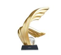 YXCQHZM Sculpture dorée - Sculptures abstraites modernes - Belle statue créative en boule de cristal - Cadeau de chance dans la carrière et la prospérité (B)