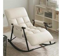 YXCUIDP Chaises Lecture Confortables Chambre Coucher,Chaises Bascule L'extérieur Et L'intérieur, Support Acier Audacieux, Conception Fermeture Éclair Amovible Et Lavable, Facile Retirer Et Laver(Off W