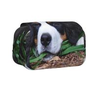 YXDVPALNE Adorable Bouvier Bernois Trousse à Crayons Portable à Double Coque avec Fermeture éclair