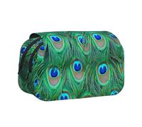 YXDVPALNE Adorable Paon Vert Trousse à Crayons Portable à Double Coque avec Fermeture éclair