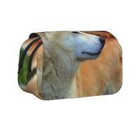 YXDVPALNE Akita Inu Bokeh Animaux Chiens Akita Inu Trousse à Crayons Portable à Double Coque avec Fermeture éclair