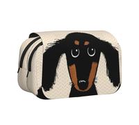 YXDVPALNE Amour de Chiot Teckel Trousse à Crayons Portable à Double Coque avec Fermeture éclair