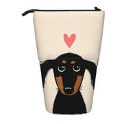 YXDVPALNE Amour de Chiot Teckel,Trousse à Crayons télescopique, Porte-Crayons avec Pochette à Crayons zippée
