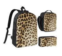 YXDVPALNE Animaux à peau de léopard,Ensemble de 3 sacs à dos, sac à lunch et trousse pour étudiant