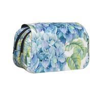 YXDVPALNE Aquarelle d'hortensia imprimée Trousse à Crayons Portable à Double Coque avec Fermeture éclair