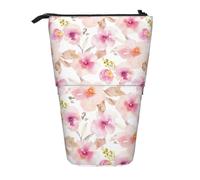 YXDVPALNE Aquarelle Florale Rose et Violette,Trousse à Crayons télescopique, Porte-Crayons avec Pochette à Crayons zippée