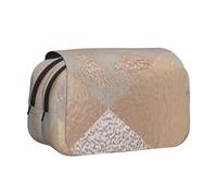 YXDVPALNE Argyle marbré en Or Rose, cuivre et Blush Trousse à Crayons Portable à Double Coque avec Fermeture éclair
