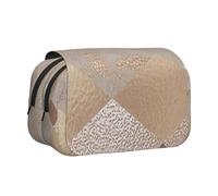 YXDVPALNE Argyle marbré en Or Rose, cuivre et Blush Trousse à Crayons Portable à Double Coque avec Fermeture éclair