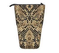 YXDVPALNE Art de la Peau de Serpent Animal,Trousse à Crayons télescopique, Porte-Crayons avec Pochette à Crayons zippée