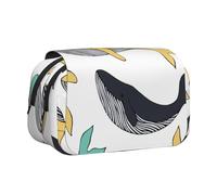 YXDVPALNE Baleines Animal Baleine Trousse à Crayons Portable à Double Coque avec Fermeture éclair