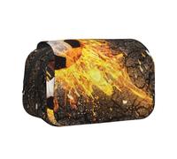 YXDVPALNE Ballon de Football dans Les Flammes d'un feu brûlant Trousse à Crayons Portable à Double Coque avec Fermeture éclair