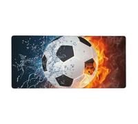 YXDVPALNE Ballon de Football en feu et dans l'eau,Tapis de Souris Grand Format pour Ordinateur, avec Base antidérapante en Caoutchouc, 40 x 90 cm