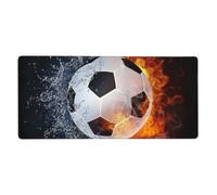 YXDVPALNE Ballon de Football sur de l'eau en feu,Tapis de Souris Grand Format pour Ordinateur, avec Base antidérapante en Caoutchouc, 40 x 90 cm