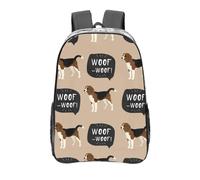 YXDVPALNE Beagle ouaf,16 pouces Sac à dos décontracté Sac à dos transparent Sac d'école résistant à l'eau