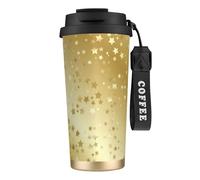 YXDVPALNE Beaucoup d'étoiles dorées sans couture,Tasse à café isotherme en acier inoxydable 316 avec cordon, 500 ml, idéale pour les voyages en voiture