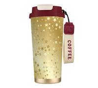 YXDVPALNE Beaucoup d'étoiles dorées sans couture,Tasse à café isotherme en acier inoxydable 316 avec cordon, 500 ml, idéale pour les voyages en voiture