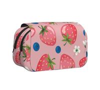 YXDVPALNE Belle Fraise Rose Trousse à Crayons Portable à Double Coque avec Fermeture éclair