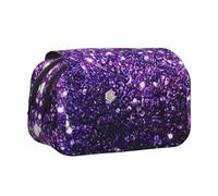 YXDVPALNE Belles Paillettes Violettes Trousse à Crayons Portable à Double Coque avec Fermeture éclair