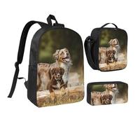YXDVPALNE Bergers australiens, chiens bruns australiens,Ensemble de 3 sacs à dos, sac à lunch et trousse pour étudiant