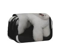 YXDVPALNE Bichon frisé Chiens Blancs Animaux de Compagnie Chiens Bichon frisé Trousse à Crayons Portable à Double Coque avec Fermeture éclair