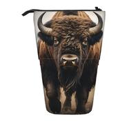 YXDVPALNE Bison d'Amérique du Nord,Trousse à Crayons télescopique, Porte-Crayons avec Pochette à Crayons zippée