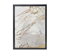 YXDVPALNE Blanc Gris Argent Nacré Or Brosse Marbre,Impressions d'art mural, cadre noir, peinture décorative à suspendre pour la maison, 30 x 40 cm