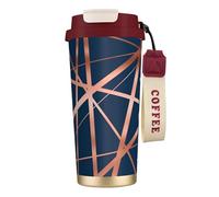 YXDVPALNE Bleu marine et cuivre Luxe,Tasse à café isotherme en acier inoxydable 316 avec cordon, 500 ml, idéale pour les voyages en voiture