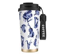YXDVPALNE Blues Saxophone Piano Violoncelle Basse,Tasse à café isotherme en acier inoxydable 316 avec cordon, 500 ml, idéale pour les voyages en voiture