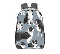YXDVPALNE Border Collie Bleu,16 pouces Sac à dos décontracté Sac à dos transparent Sac d'école résistant à l'eau