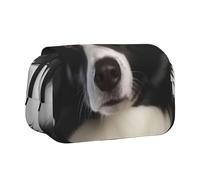 YXDVPALNE Border Collie Trousse à Crayons Portable à Double Coque avec Fermeture éclair