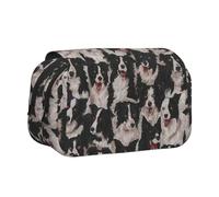 YXDVPALNE Border Collie Trousse à Crayons Portable à Double Coque avec Fermeture éclair