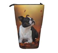 YXDVPALNE Boston Terrier Automne Bokeh Chiens Chiens,Trousse à Crayons télescopique, Porte-Crayons avec Pochette à Crayons zippée