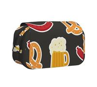 YXDVPALNE Bretzel et bière Trousse à Crayons Portable à Double Coque avec Fermeture éclair