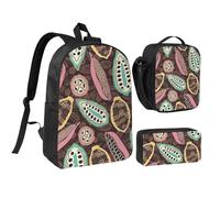 YXDVPALNE cabosse de cacao colorée,Ensemble de 3 sacs à dos, sac à lunch et trousse pour étudiant