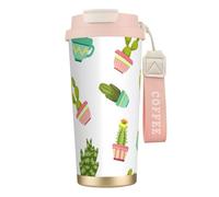 YXDVPALNE Cactus et plantes succulentes en pots de fleurs,Tasse à café isotherme en acier inoxydable 316 avec cordon, 500 ml, idéale pour les voyages en voiture