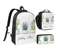 YXDVPALNE Cactus mignons Cactus succulents,Ensemble de 3 sacs à dos, sac à lunch et trousse pour étudiant