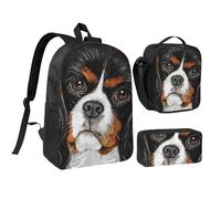 YXDVPALNE Cadeau chien Cavalier King Charles Spaniel,Ensemble de 3 sacs à dos, sac à lunch et trousse pour étudiant