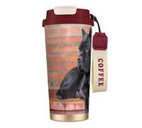 YXDVPALNE Cane Corso, gros chiens noirs, animaux de compagnie,Tasse à café isotherme en acier inoxydable 316 avec cordon, 500 ml, idéale pour les voyages en voiture
