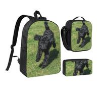YXDVPALNE Caniche standard noir,Ensemble de 3 sacs à dos, sac à lunch et trousse pour étudiant