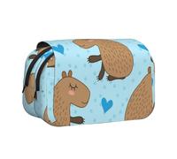 YXDVPALNE Capybara Mignon Trousse à Crayons Portable à Double Coque avec Fermeture éclair
